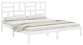 Estrutura de cama 200x200 cm madeira maciça branco