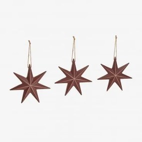Conjunto De 3 Enfeites De Natal Em Mdf Perg Vermelho Burdeos & 15 X 15 Cm - Sklum