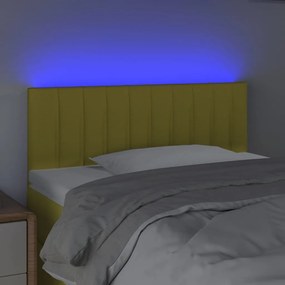 Cabeceira de cama c/ luzes LED tecido 100x5x78/88 cm verde