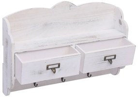 Cabide de parede 50x10x34 cm madeira branco
