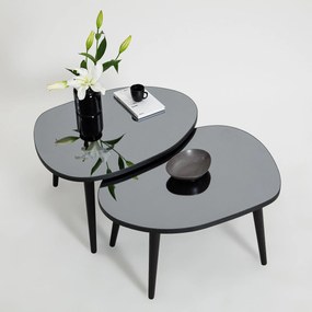 Mesa de Apoio Gusto (2 Peças) - Preto Fumado - 75x38x55cm e 75x41x55cm