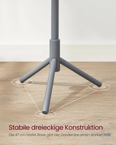 Bengaleiro de madeira ajustável 47 x 47 x 175 cm Cinzento