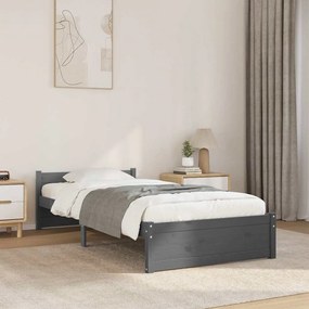 Estrutura cama pequena solteiro 75x190 cm madeira maciça cinza