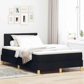 vidaXL Cama Box com colchão com cabeceira Preto 120 x 190 cm tecido