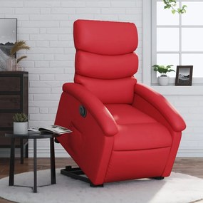 Poltrona reclinável elevatória elétrica couro artif. vermelho