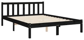 Estrutura de cama com cabeceira 120x200cm madeira maciçao preto