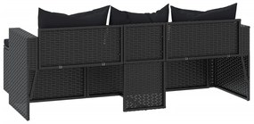 Conjunto lounge de jardim vime PE preto