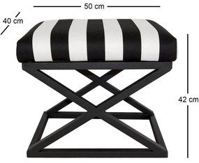 Pouffe Capraz – Preto e Branco – 50x42x40 cm