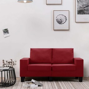 vidaXL Sofá de 2 lugares em tecido vermelho tinto