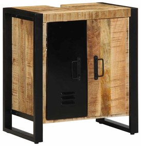 vidaXL Armário de Banheiro com porta Castanho Madeira de manga maciça