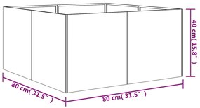 Vaso/floreira 80x80x40 cm aço corten