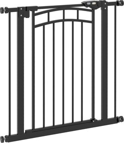 PawHut Barreira de segurança para cães barreira de escada extensível dupla trava 74-80 x 76 cm preto | Aosom Portugal