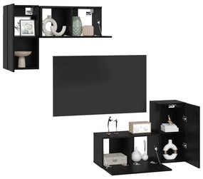Conjunto de Cabine de TV 4 pcs Carvalho Preto 60 x 30 x 30 cm