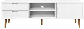 Móvel de TV MOLDE 158x40x49 cm pinho maciço branco