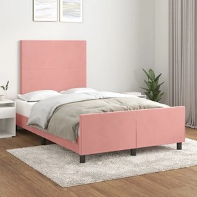 Estrutura de cama com colchão 120x190 cm veludo rosa