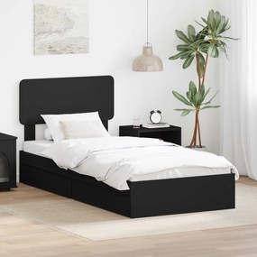 vidaXL Cama com Armazenamento Preto 90 x 190 cm Madeira processada