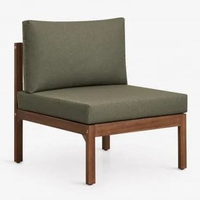 Módulo Central Para Sofá Modular Em Madeira De Acácia Branson Verde Oliva Intenso - Castanho Acacia Escuro - Sklum