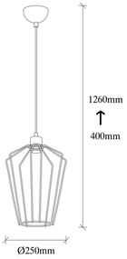 Candeeiro de Teto Fener – Preto Níquel – 25 cm x 126 cm