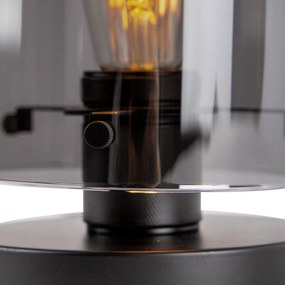 Candeeiro de mesa design preto com vidro fumê - Dome