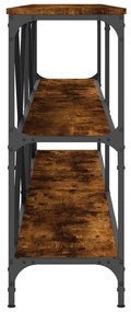 Mesa consola 200x30x75 cm deriv. madeira/ferro carvalho fumado