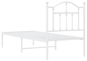 Estrutura de cama com cabeceira 75x190 cm metal branco