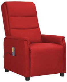 Poltrona massagens reclinável couro artificial vermelho tinto