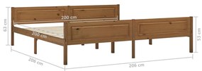 Estrutura de cama 200x200 cm pinho maciço castanho mel