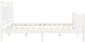 Estrutura de cama com cabeceira 180x200cm madeira maciça branco