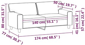 Sofá de 2 lugares 140 cm couro artificial vermelho tinto
