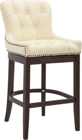 Banco de bar Lakewood em couro verdadeiro, creme