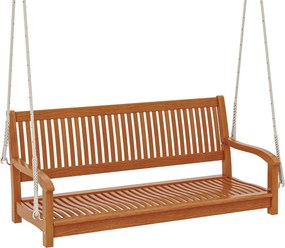 Banco de madeira suspenso para varanda para 2 pessoas com ganchos e cordas para jardim Carga 360kg Castanho