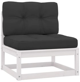 3 pcs conjunto lounge de jardim c/ almofadões pinho maciço