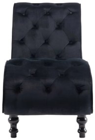 Chaise Longue Elia em Veludo -  Preto - Design Vintage