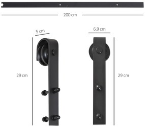 HOMCOM Kit de acessórios para porta de celeiro deslizante Porta de mon