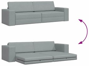 Sofá Cama de Chão 2 em 1 Cinza Claro 245x150x60.5 cm Tecido