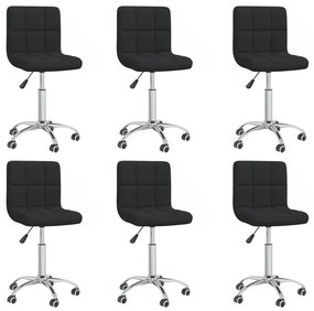 Cadeiras de jantar giratórias 6 pcs tecido preto