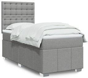 Cama com molas/colchão 90x190 cm tecido cinzento-claro