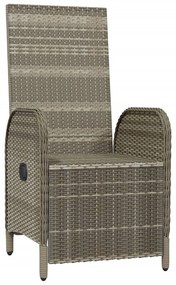 Poltronas reclináveis exterior c/ almofadões 2pcs vime PE cinza