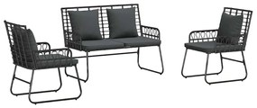 Conjunto de Jantar para Jardim 3 pcs Preto, Antracite
