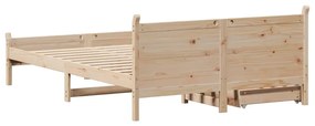 Cama sem colchão 140x190 cm madeira de pinho maciça