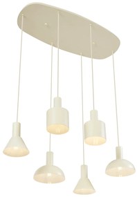 Candeeiro suspenso escandinavo creme 6 luzes - Biles Escandinavo