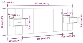 Cabeceira cama + armários madeira processada branco