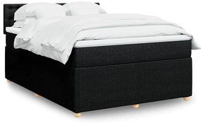 vidaXL Cama com molas/colchão 140x200 cm tecido preto