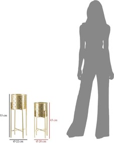 CONJUNTO DE 2 SUPORTES PARA VASOS GOLVY DOURADO Ø 21X52-19X42 CM (PLANTAS NÃO INCLUIDAS)