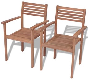 Cadeiras de jardim empilháveis 2 pcs madeira teca maciça