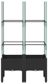Vaso/floreira de jardim c/ treliça 80x40x142,5 cm PP preto