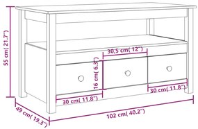 Mesa de centro 102x49x55 cm pinho maciço branco