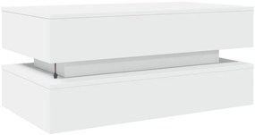 Mesa de centro com luzes LED 90x50x40 cm branco
