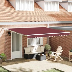 vidaXL Toldo retrátil automático com luz LED 400x300 cm bordô