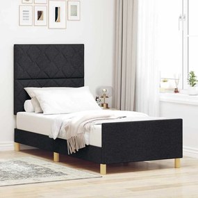 vidaXL Estrutura de Cama Preta 90x190 cm Tecido